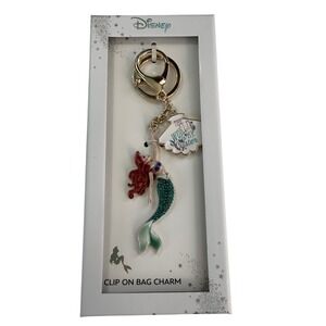 Disney Ariel The‎ Little Mermaid Bag Charm Keychain Rhinestone LA Rocks New